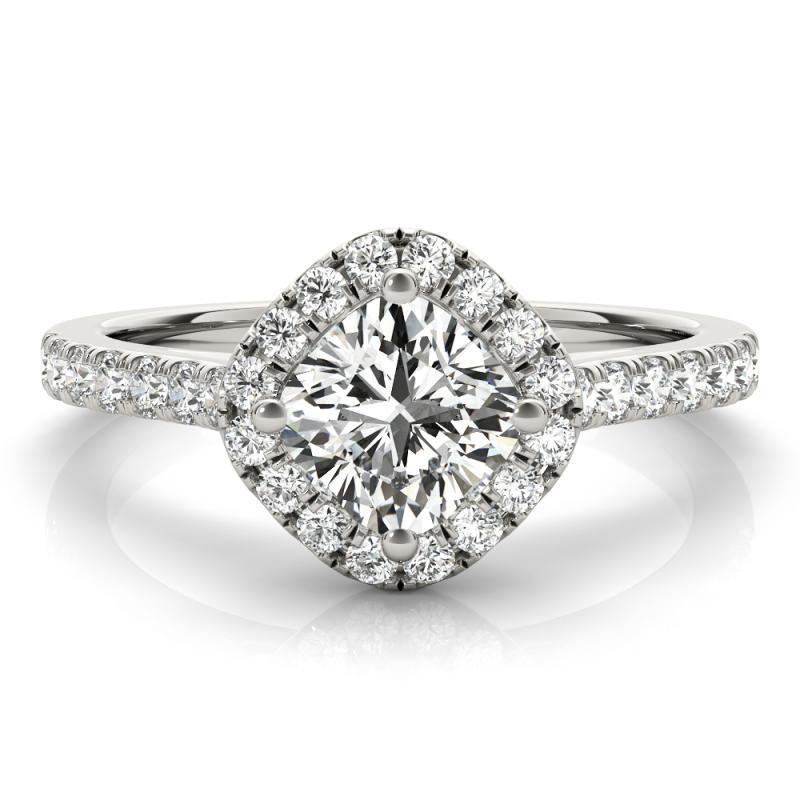 GIA 0.8ct Cuscino Quadrato Halo Filigrana Fiore Pave Anello di Diamanti In condizioni Nuovo in vendita a New York, NY