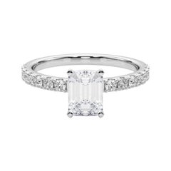 GIA 0.8ct Solitario di smeraldo con mezza eternità  Anello con diamante