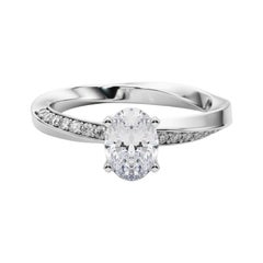 GIA 0.8ct Oval Solitaire Twisted Square Band  Bague en diamant