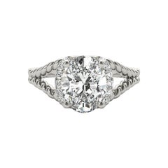 GIA 0.8ct Oval Twisted Rope Split Shank Halo  Diamond Ring