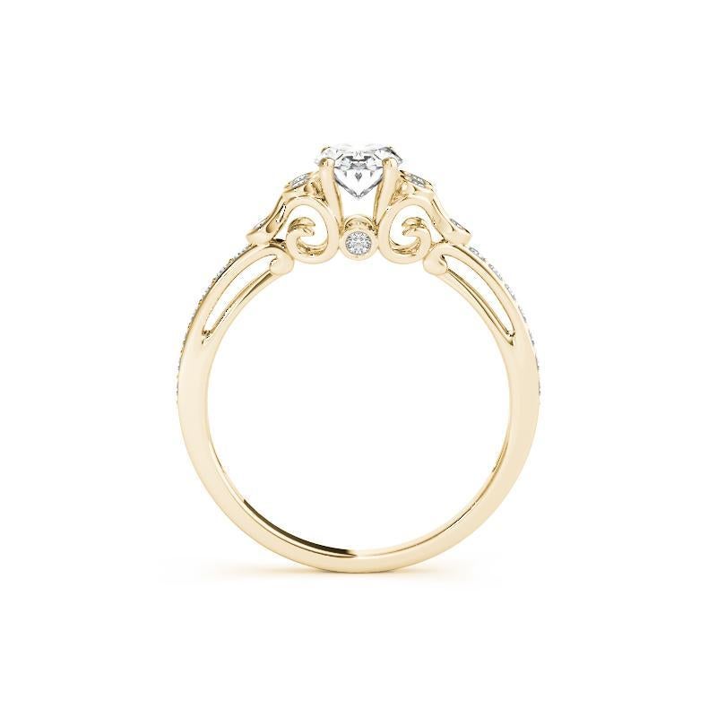 GIA 0.8ct Oval Vintage Bezel Openwork Cathedral Yellow Gold Diamond Ring In New Condition For Sale In New York, NY