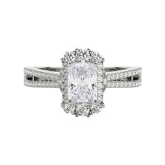 GIA 0.8ct Radiant Snowflake Cluster Split Shank  Diamond Ring