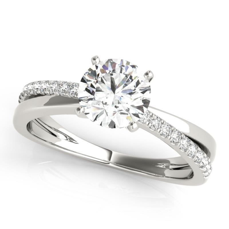 Taglio rotondo GIA 0.8ct Round Crossover Double Band Solitaire Diamond Ring in vendita