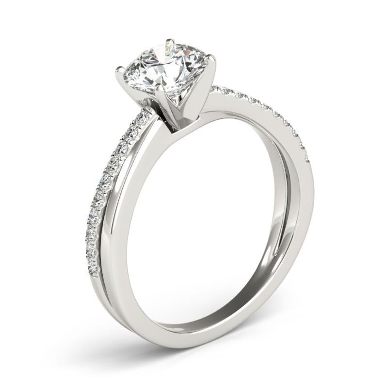 Donna GIA 0.8ct Round Crossover Double Band Solitaire Diamond Ring in vendita