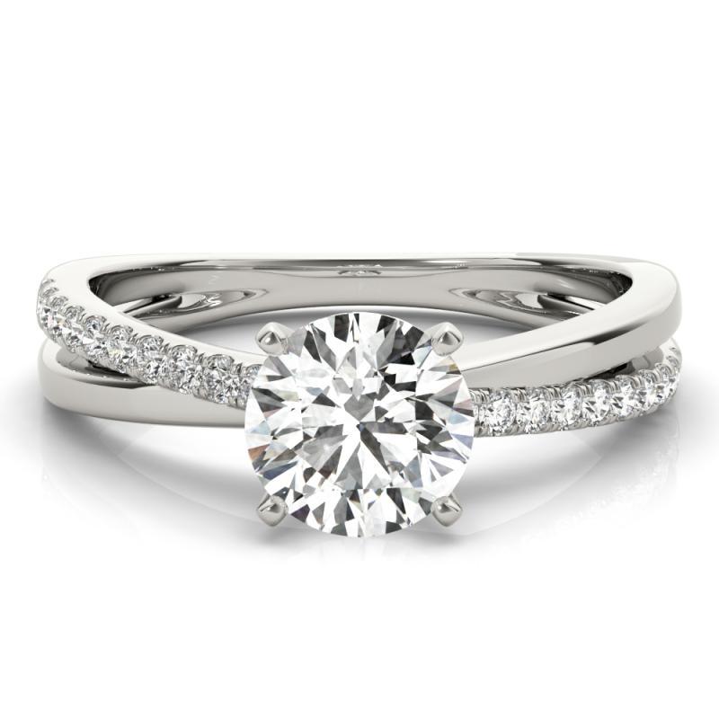 GIA 0.8ct Round Crossover Double Band Solitaire Diamond Ring