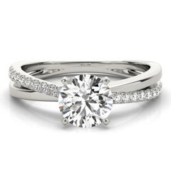GIA 0.8ct Round Crossover Double Band Solitaire Diamond Ring