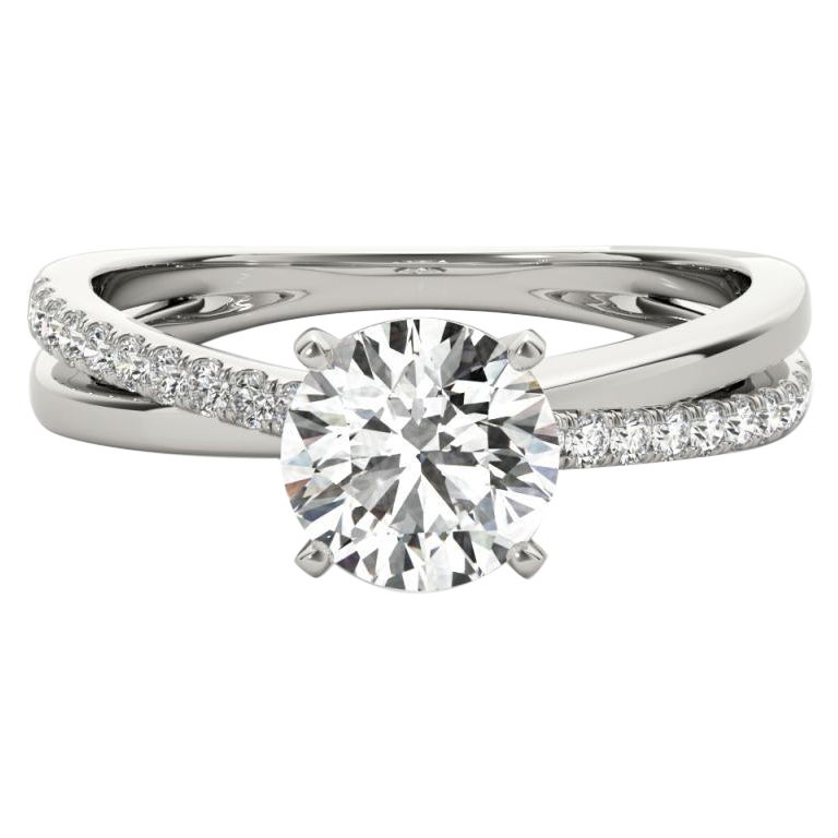 GIA 0.8ct Round Crossover Double Band Solitaire Diamond Ring in vendita