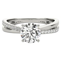 GIA 0.8ct Round Crossover Double Band Solitaire Diamond Ring