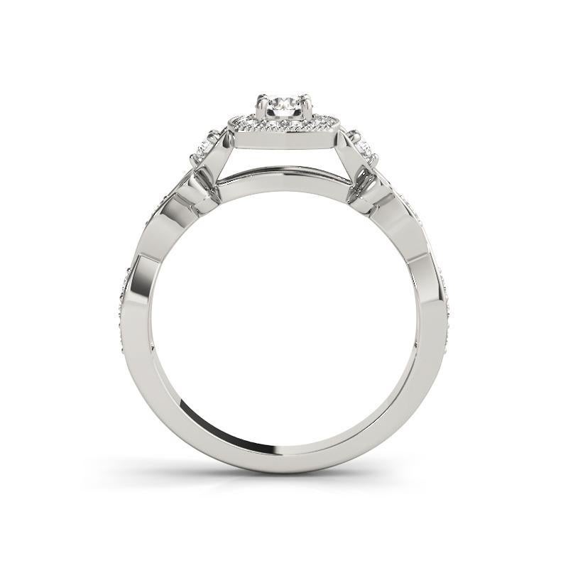 GIA 0,8ct Tondo Quadrato Halo Traliccio Cattedrale  Anello con diamante In condizioni Nuovo in vendita a New York, NY