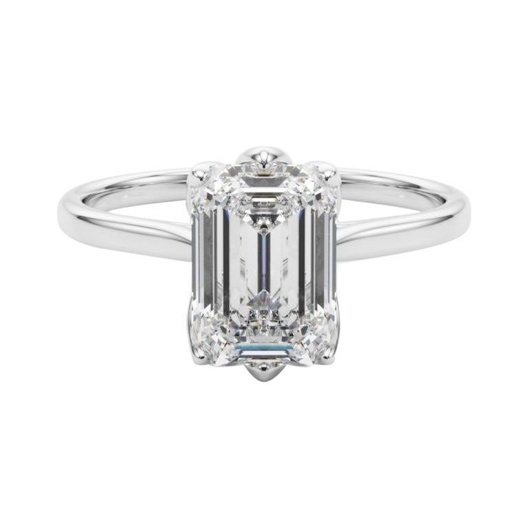 GIA 0,9 Carati Smeraldo Solitario Cattedrale Tulipano  Anello con diamante