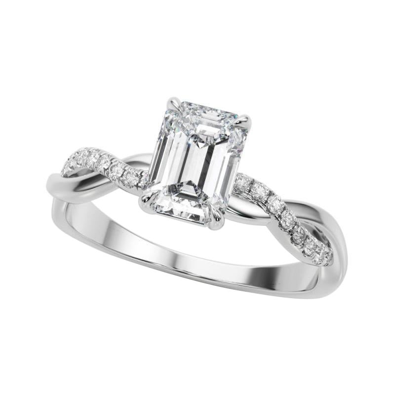 GIA 0,9 Karat Pave Entwined Nature Band Smaragd 18K Weißgold Diamantring im Angebot