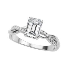 GIA 0,9 Karat Pave Entwined Nature Band Smaragd 18K Weißgold Diamantring