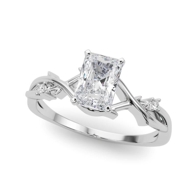 Taglio radiant GIA 0,9 Carati Radiant Vine Band Anello con diamanti in oro bianco 18K ispirato alla Nature in vendita