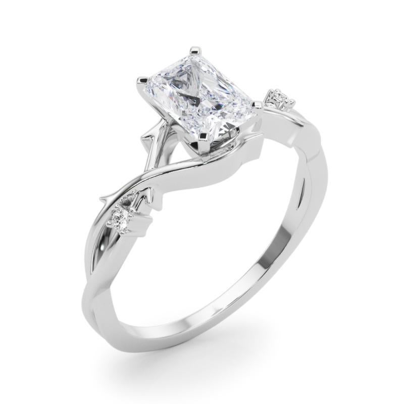 Donna GIA 0,9 Carati Radiant Vine Band Anello con diamanti in oro bianco 18K ispirato alla Nature in vendita