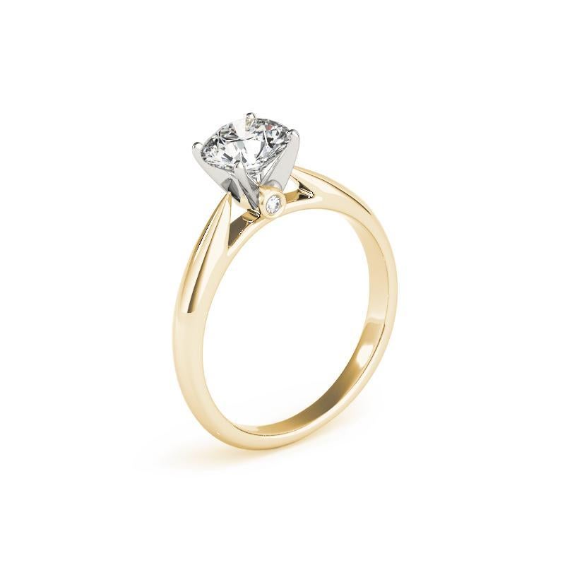Bague en or jaune 18 carats GIA 0,9 carat solitaire rond et diamant secret Pour femmes en vente