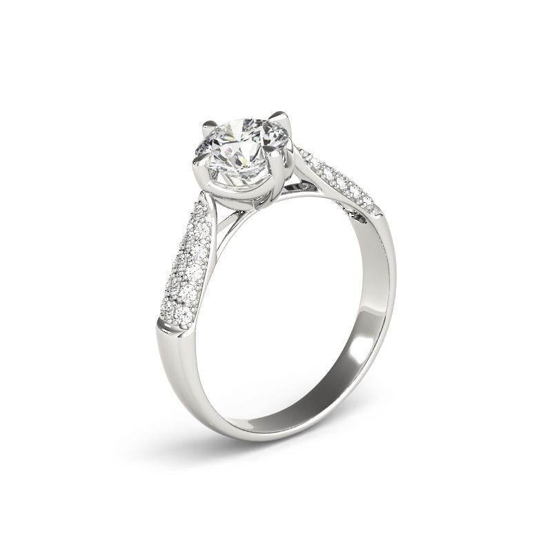 GIA 0.9 Carat Round Tulip Solitaire Cathedral  Bague en diamant Pour femmes en vente