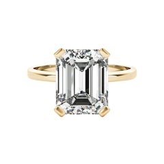 GIA 0.9 Carat Solitaire Emeraude Panier 4-Prong Bague diamant en or jaune 18K