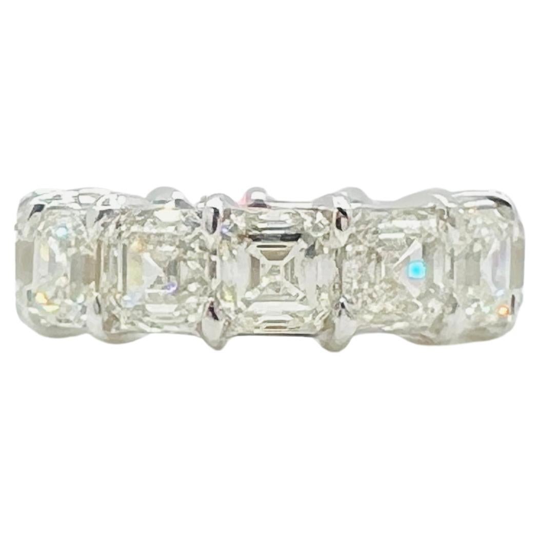 GIA 0,90 Karat jeder Asscher Cut Diamant Eternity Band Ring 18K Weißgold im Angebot