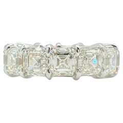 GIA 0.90 Carat Each Asscher Cut Diamond Eternity Band Ring 18K White Gold