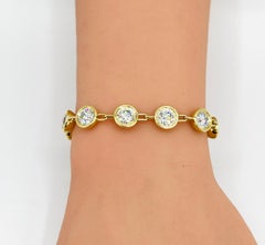 GIA 0,90 Karat Jeder runde Diamant Lünette & Links Armband in 18K Gelbgold