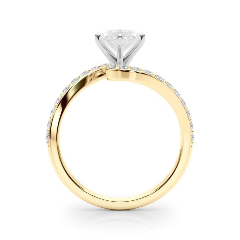 GIA 0.90 Carat Marquise Curved Bypass Pave Shank 18K Yellow Gold Diamond Ring Neuf - En vente à New York, NY