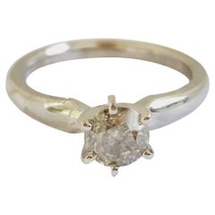 GIA 0.90 Carat Natural Fancy Grey Round Diamond Ring 14 Karat White Gold