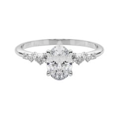 GIA 0.90 Carat Oval Cluster Trellis Solitaire  Diamond Ring