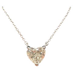 GIA 0.90ct Collar de Diamantes Corazón 14K Oro Blanco J VS1