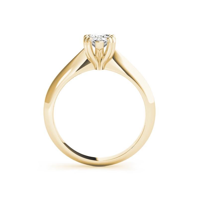 Women's GIA 0.90ct Pear Solitaire Double Prong Cathedral 18K Yellow Gold Diamond Ring For Sale