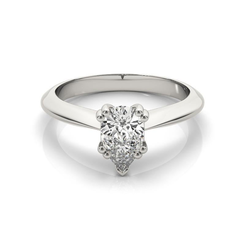 GIA 0.90ct Solitario Pera Doble Garra Catedral  Anillo de diamantes Corte pera en venta