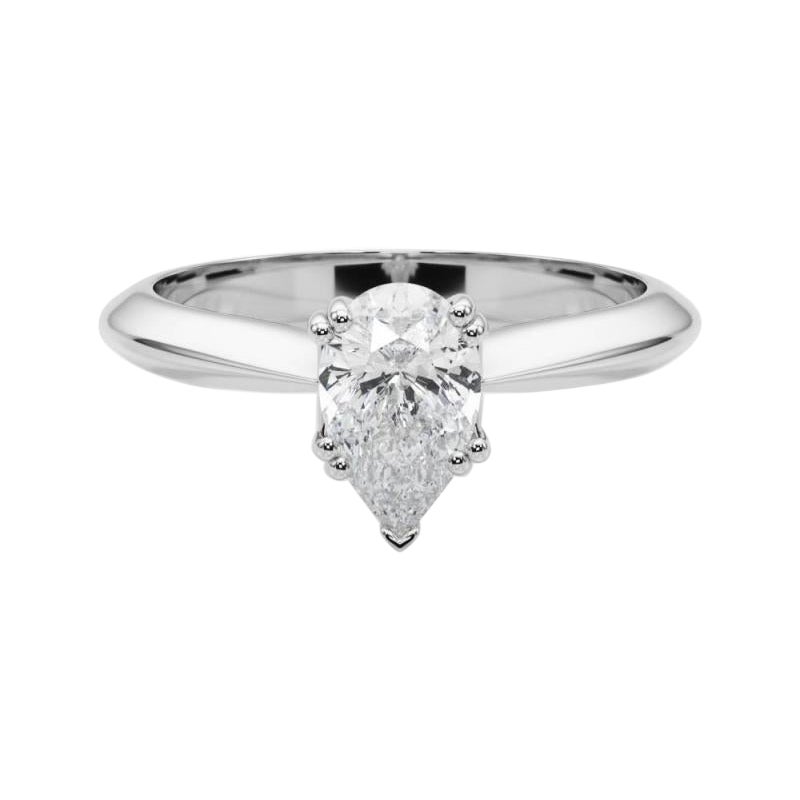 GIA 0.90ct Pear Solitaire Double Prong Cathedral  Diamond Ring