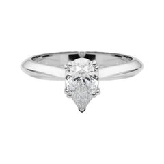 GIA 0.90ct Pear Solitaire Double Prong Cathedral  Diamond Ring