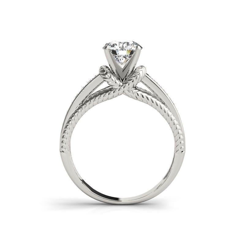 Taglio rotondo GIA 0,90ct Solitario rotondo e anello a canale Nautical Rope in oro bianco con diamanti in vendita