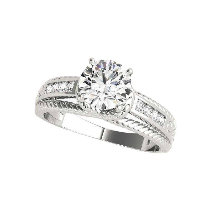 GIA 0,90ct Solitario rotondo e anello a canale Nautical Rope in oro bianco con diamanti in vendita