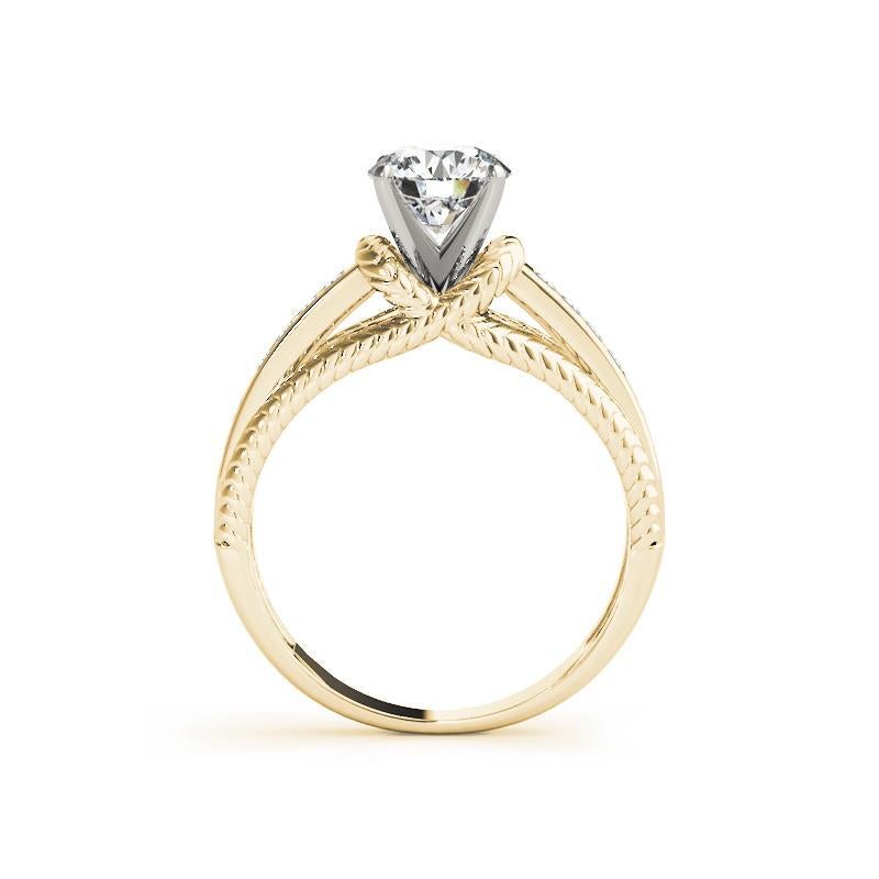 Taglio rotondo GIA 0,90ct Solitario rotondo e anello a canale Nautical Rope in oro giallo con diamante in vendita