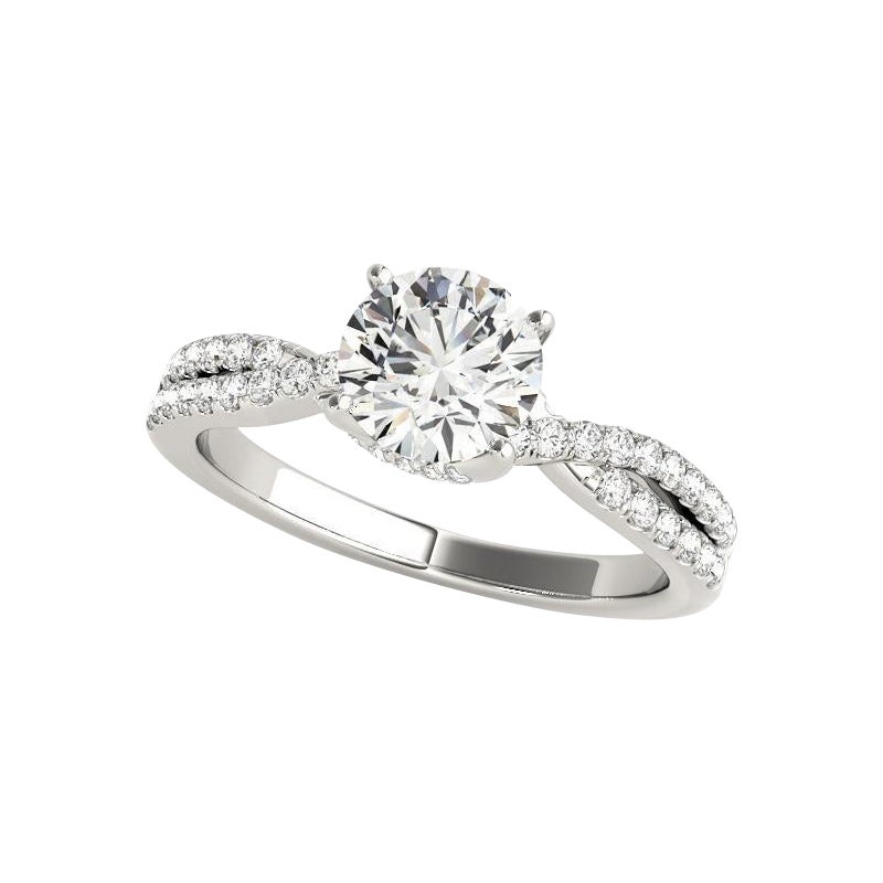 GIA 0,90ct Solitario rotondo intrecciato con gambo diviso in oro bianco 18 carati