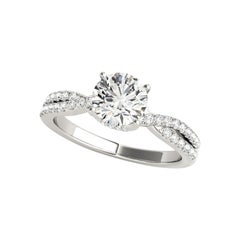 GIA 0,90ct Solitario rotondo intrecciato con gambo diviso in oro bianco 18 carati