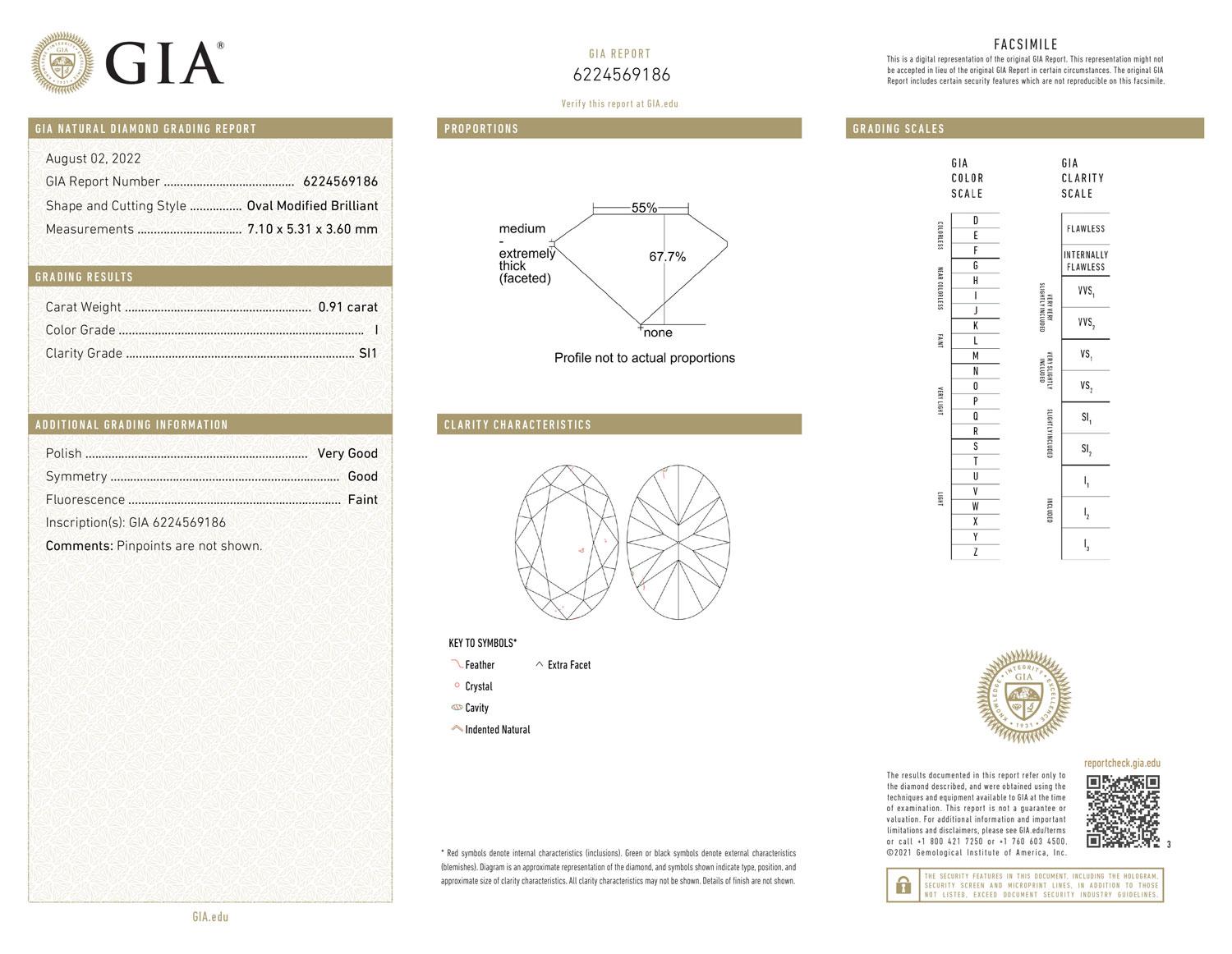 GIA 0.91 Carat Oval Diamond Trilogy 18K Diamond Ring In New Condition For Sale In San Francisco, CA