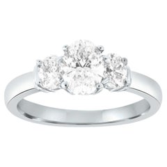 GIA 0.91 Carat Oval Diamond Trilogy 18K Diamond Ring