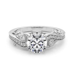 GIA 0.91 Carat Round Three-Stone Curved Bypass 18K White Gold Diamond Ring