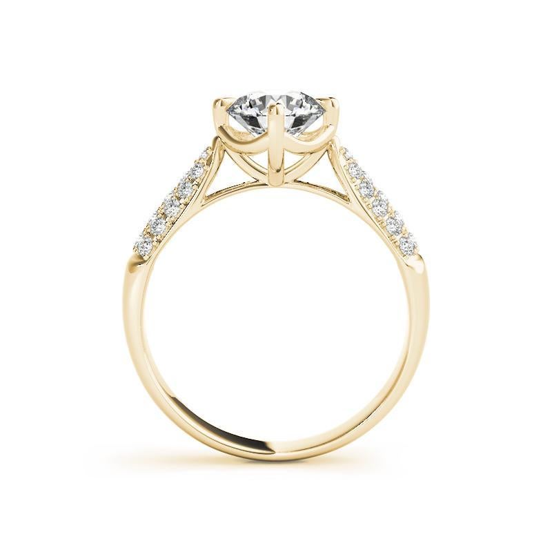 GIA 0.91 Carat Round Tulip Solitaire Cathedral 18K Yellow Gold Diamond Ring Neuf - En vente à New York, NY