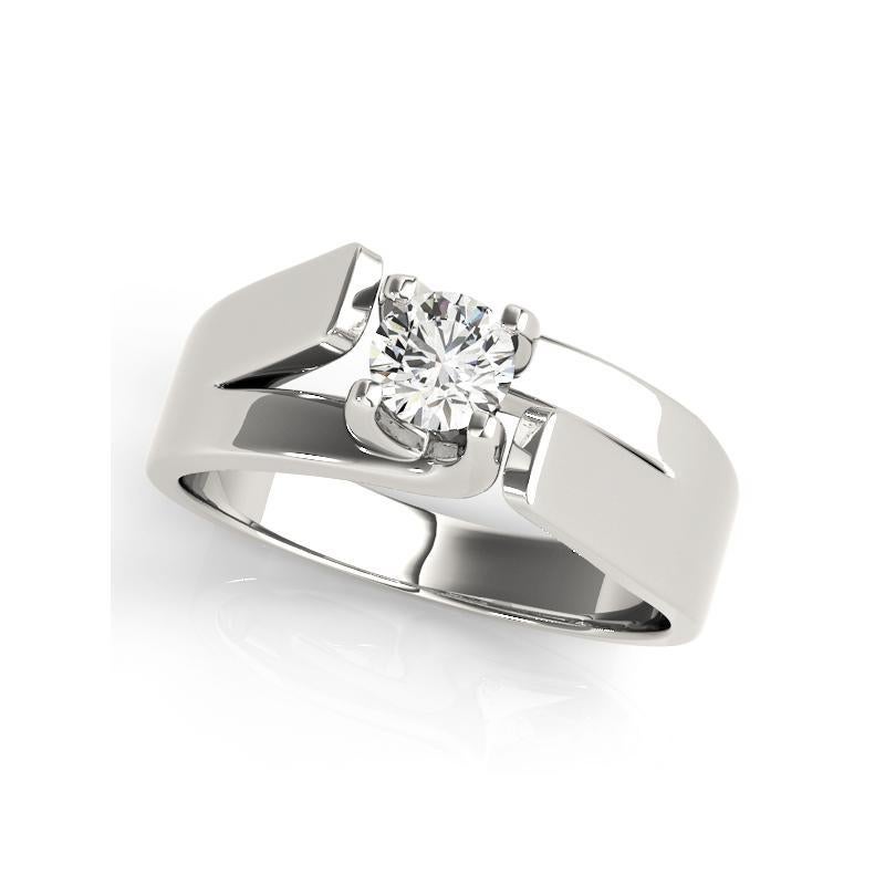 Taglio rotondo GIA 0,91ct Solitario moderno rotondo 3D Split Shank Anello con diamante in oro bianco in vendita
