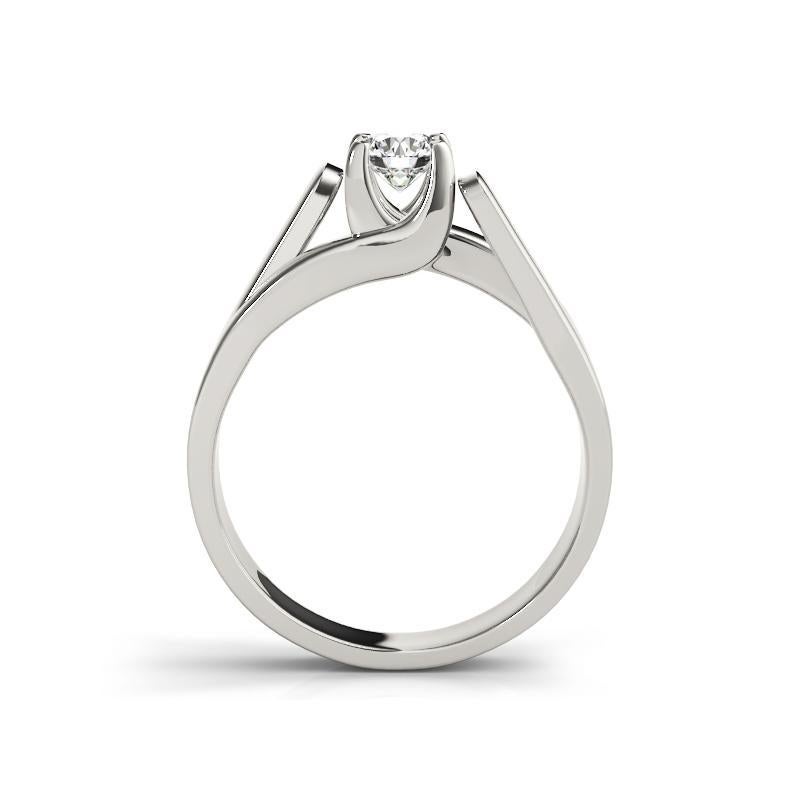 GIA 0,91ct Solitario moderno rotondo 3D Split Shank Anello con diamante in oro bianco In condizioni Nuovo in vendita a New York, NY