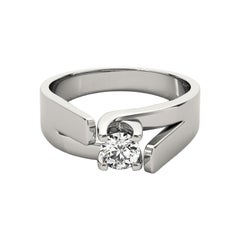 GIA 0.91ct Round Modern Solitaire 3D Split Shank White Gold Diamond Ring