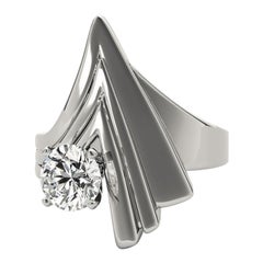 GIA 0.91ct Solitario rotondo Futuristico Chevron  Anello con diamante