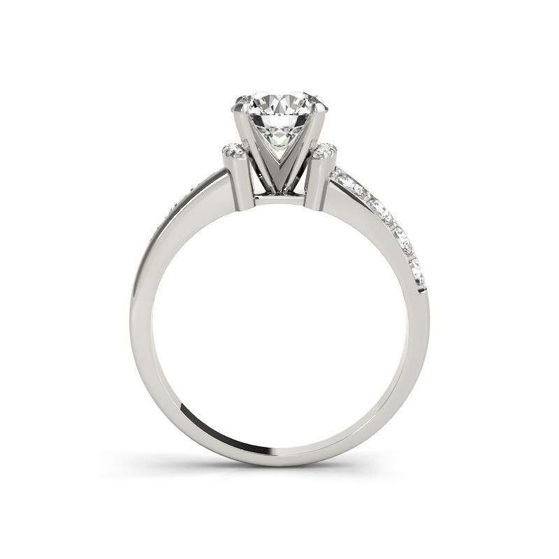 Taglio rotondo GIA 0,91ct Solitario rotondo e canale a metà alveolo  Anello con diamante in vendita