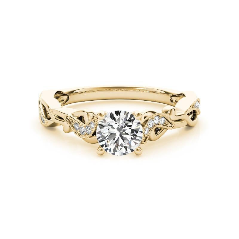 GIA 0,91ct Anello con diamanti tondi a vite ritorta e solitario in oro giallo con grana In condizioni Nuovo in vendita a New York, NY