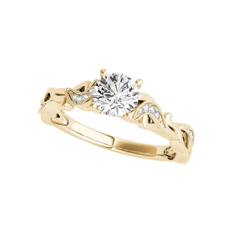 GIA 0,91ct Anello con diamanti tondi a vite ritorta e solitario in oro giallo con grana