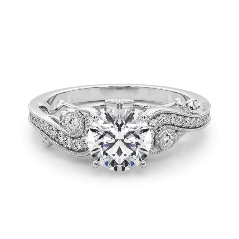 GIA 0.93 Carat Round Three-Stone Curved Bypass  Diamond Ring