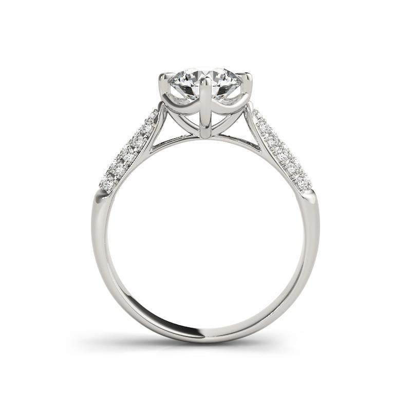 GIA 0,93 Karat Runder Tulpen Solitär Dom 18K Weißgold Diamantring im Zustand „Neu“ im Angebot in New York, NY